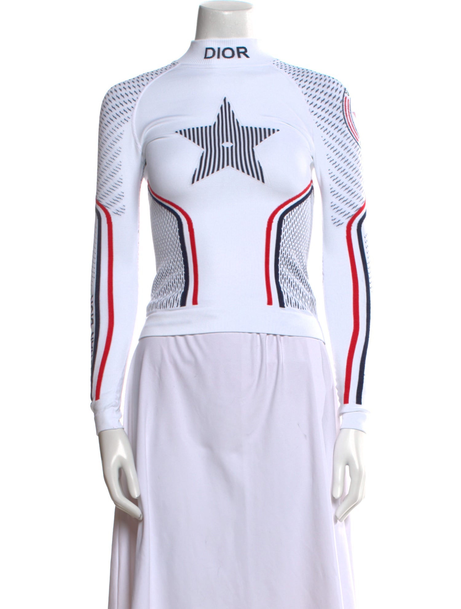 Christian Dior Graphic Print Mock Neck Crop Top w/ Tags