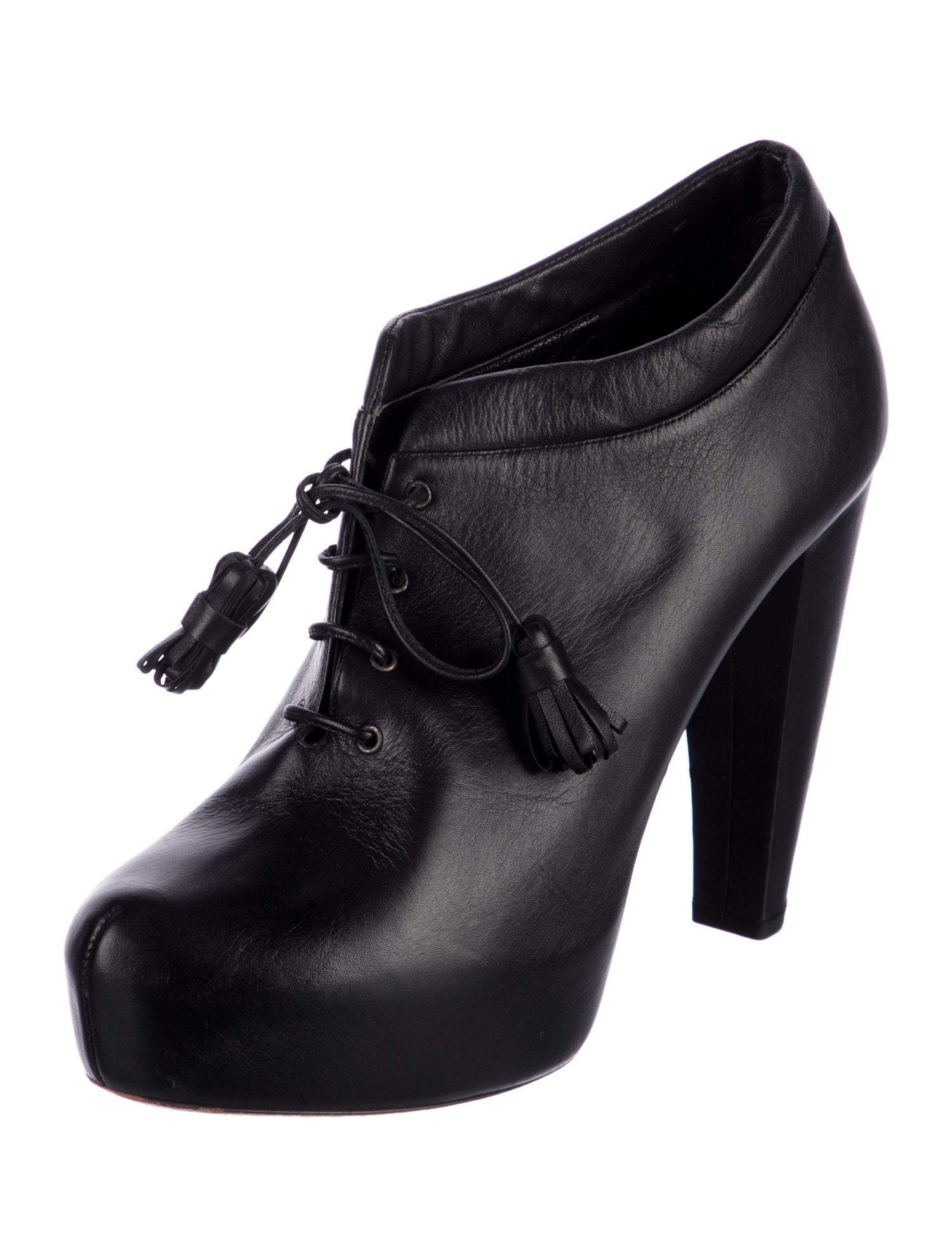 Christian Dior Leather Tassel Accents Lace-Up Boots