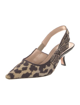 Christian Dior Canvas Animal Print Slingback Pumps