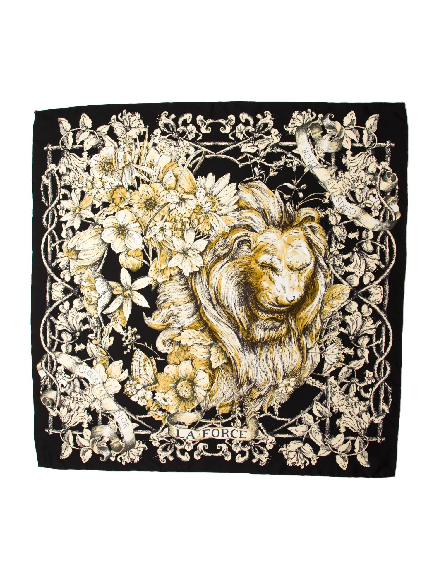 Christian Dior Silk Floral Print Scarf