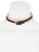 Christian Dior Faux Pearl & Leather Choker Necklace