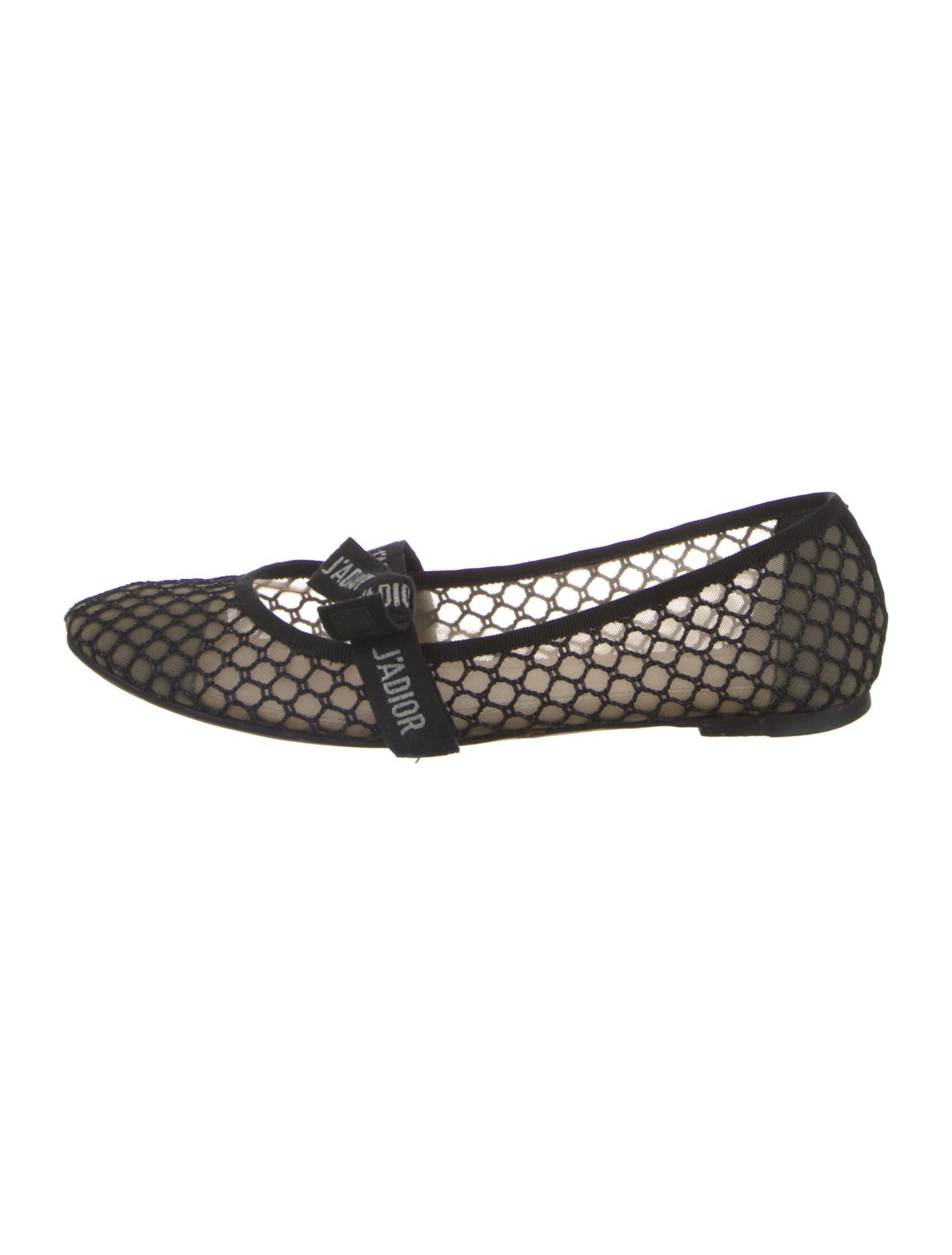 Christian Dior Mesh Bow Accents Mary Jane Flats