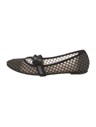 Christian Dior Mesh Bow Accents Mary Jane Flats