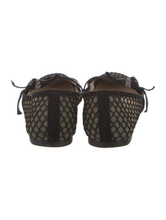 Christian Dior Mesh Bow Accents Mary Jane Flats