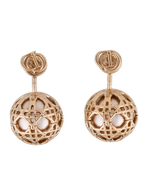 Christian Dior Faux Pearl Secret Cannage Drop Earrings