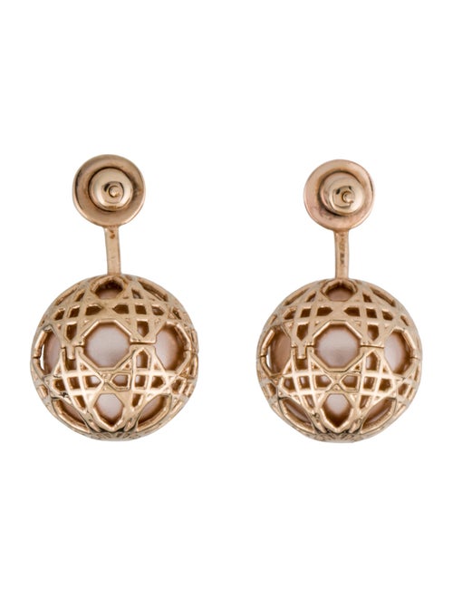 Christian Dior Faux Pearl Secret Cannage Drop Earrings