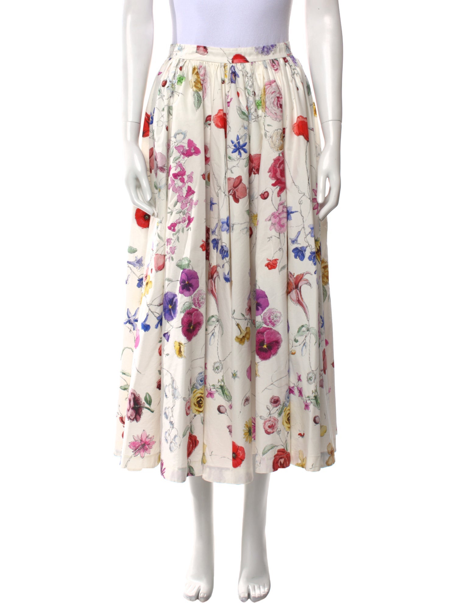 Christian Dior Floral Print Midi Length Skirt