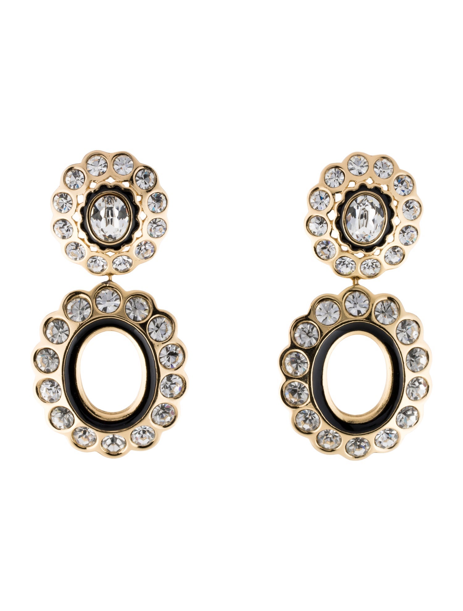 Christian Dior Vintage Crystal & Enamel Drop Earrings