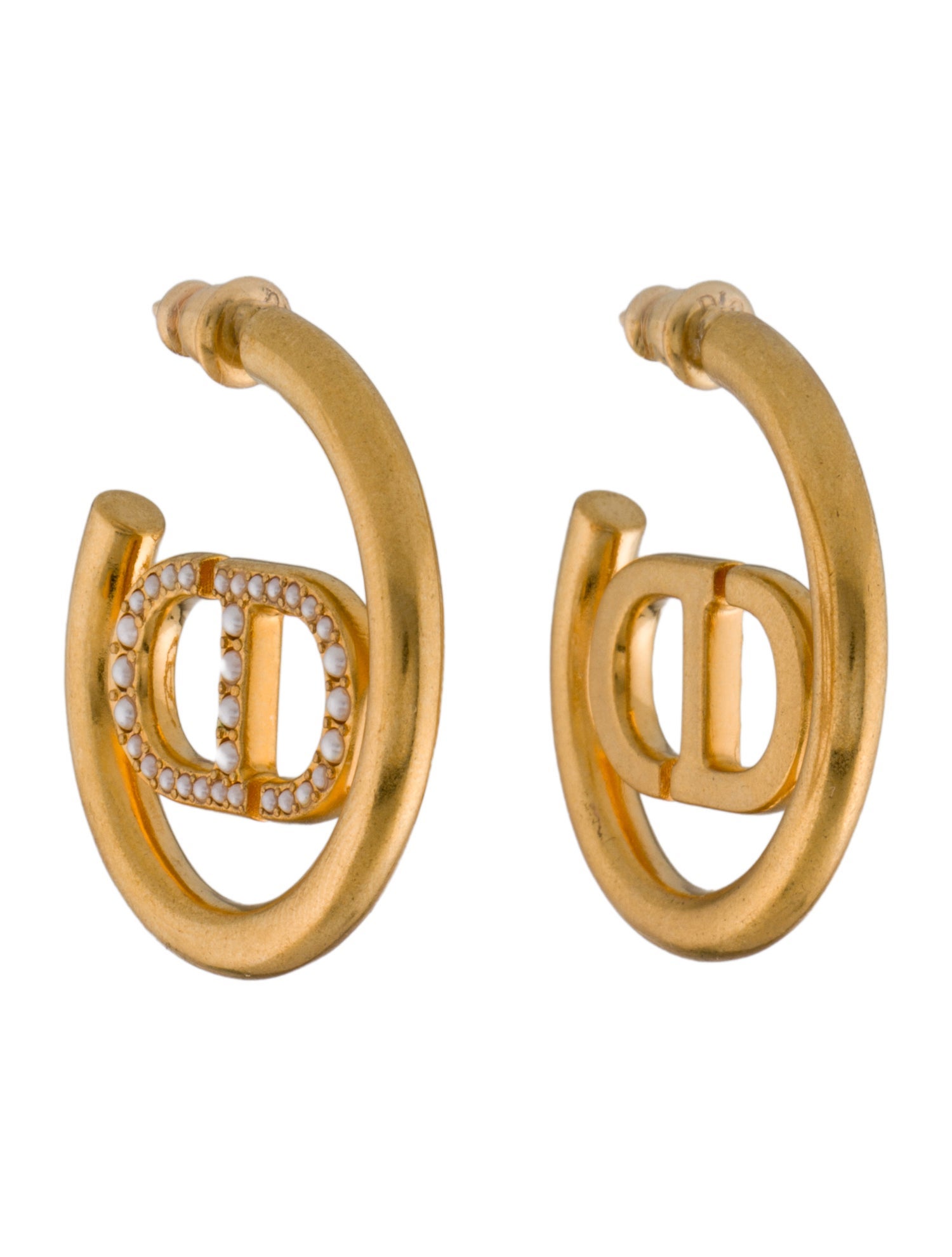 Christian Dior Faux Pearl 30 Montaigne Hoop Earrings