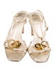 Christian Dior Leather Crystal Embellishments T-Strap Sandals