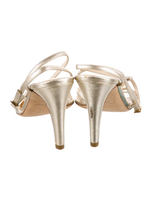 Christian Dior Leather Crystal Embellishments T-Strap Sandals