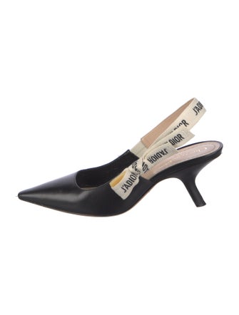 Christian Dior Leather Bow Accents Slingback Sandals