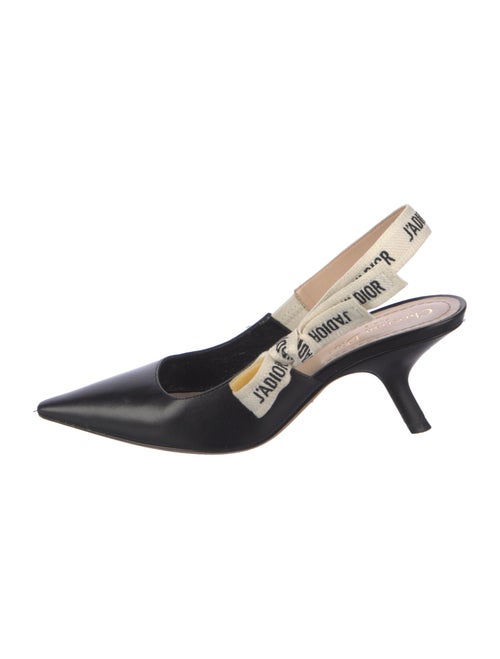 Christian Dior Leather Bow Accents Slingback Sandals