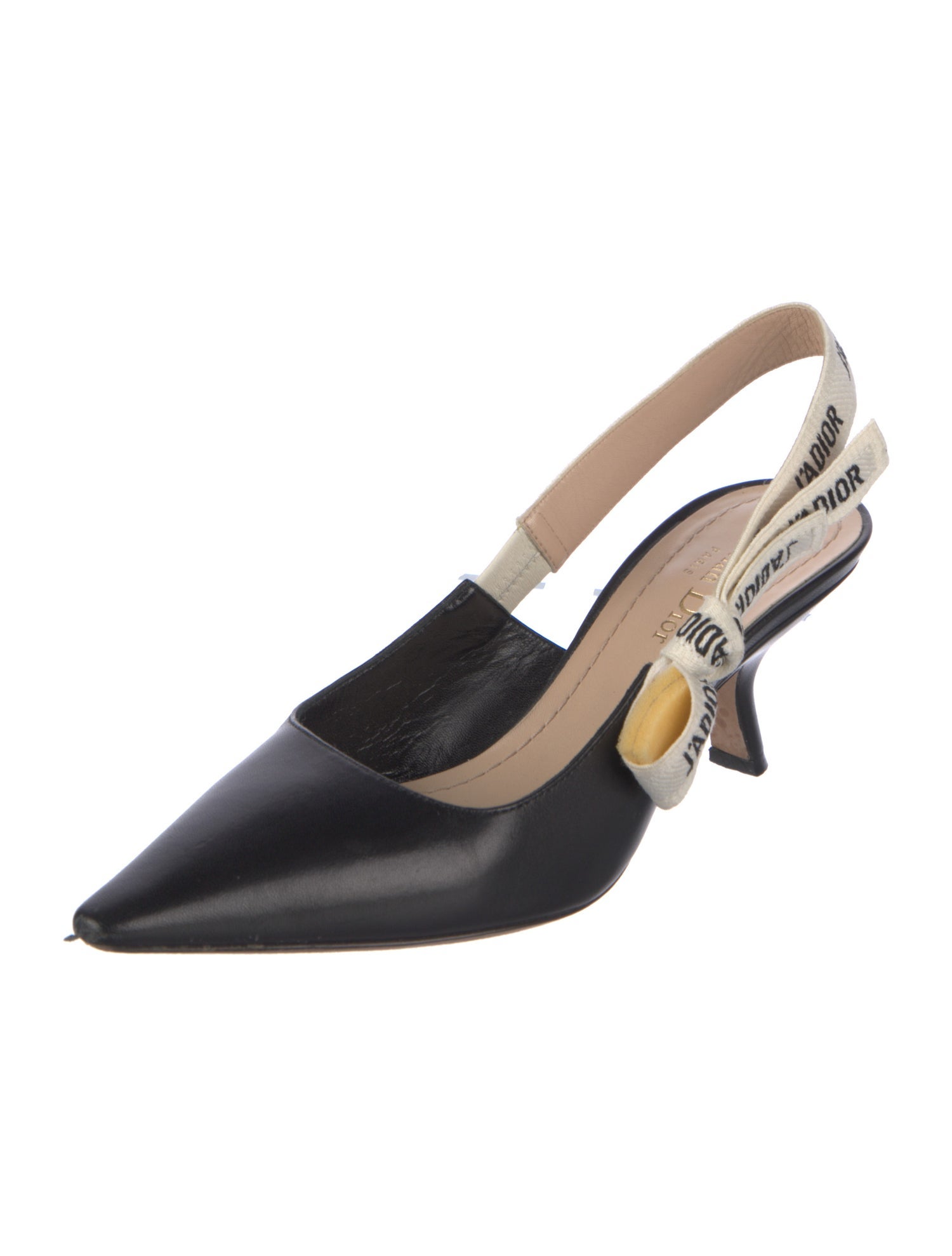 Christian Dior Leather Bow Accents Slingback Sandals