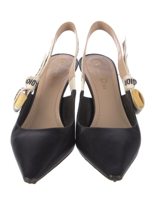 Christian Dior Leather Bow Accents Slingback Sandals