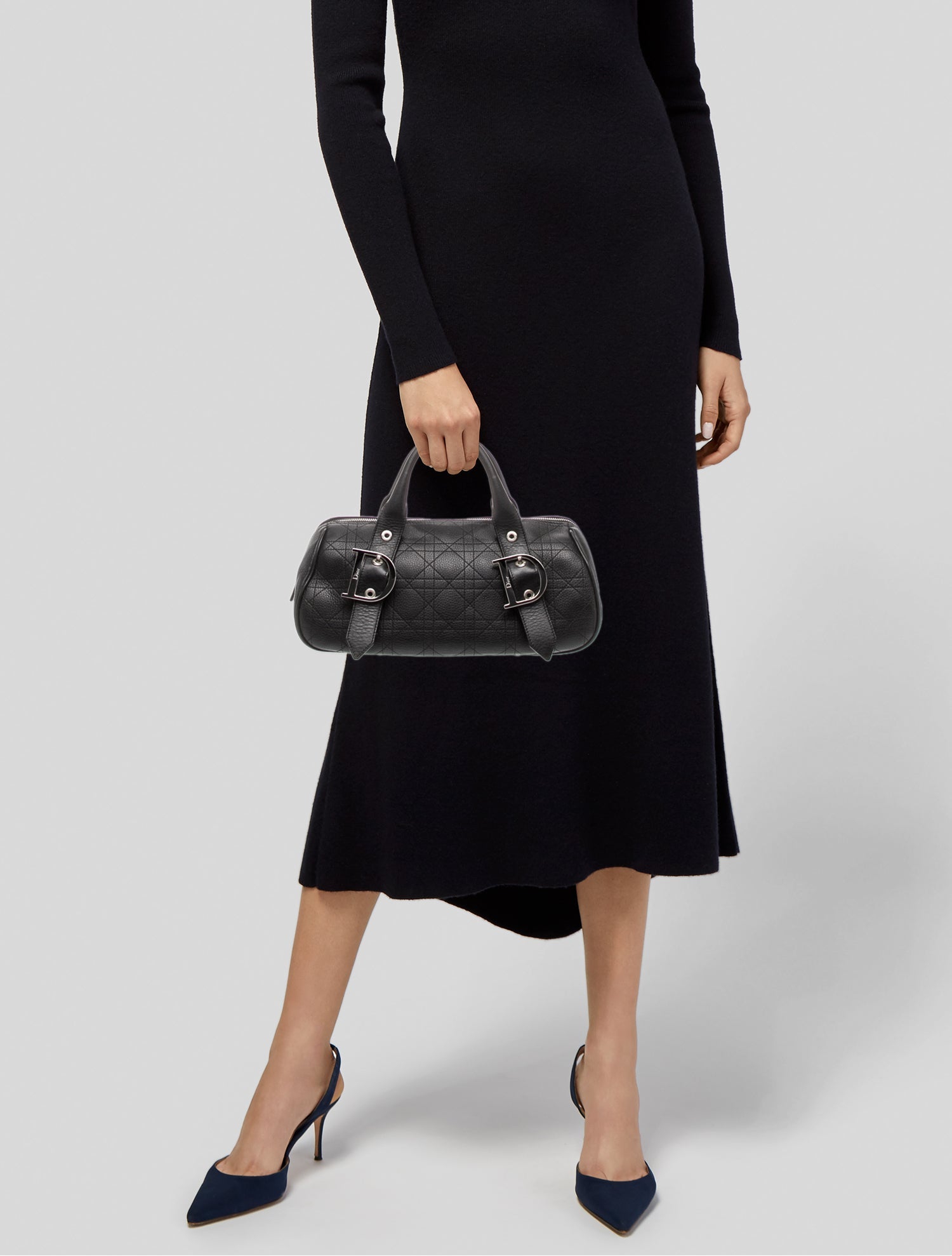 Christian Dior Cannage D Buckle Bowling Bag Vintage