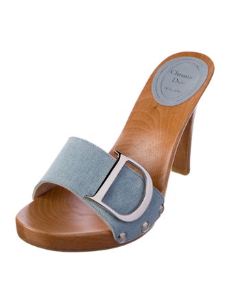 Christian Dior Denim Studded Accents Slides