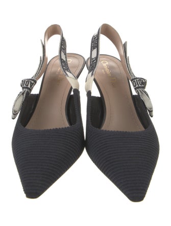 Christian Dior Printed Bow Accents Slingback Pumps