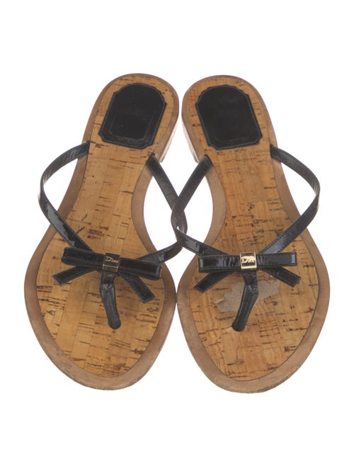 Christian Dior Patent Leather Bow Accents Slides