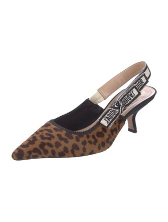 Christian Dior Ponyhair Animal Print Slingback Pumps
