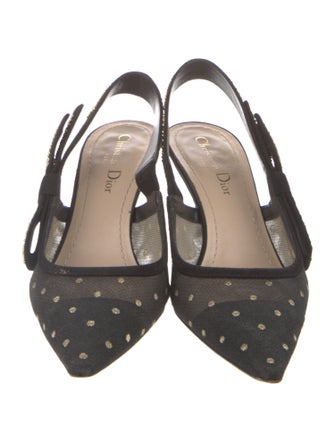 Christian Dior Mesh Bow Accents Slingback Pumps