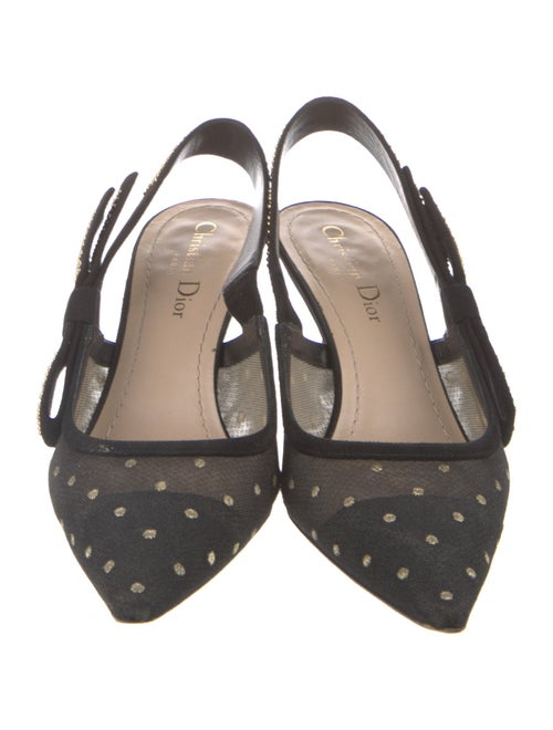 Christian Dior Mesh Bow Accents Slingback Pumps