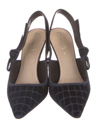 Christian Dior Velvet Bow Accents Slingback Pumps