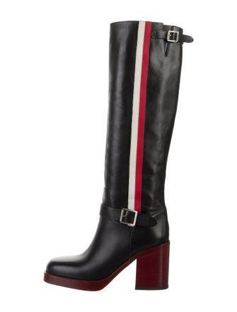 Christian Dior Leather Striped Riding Boots