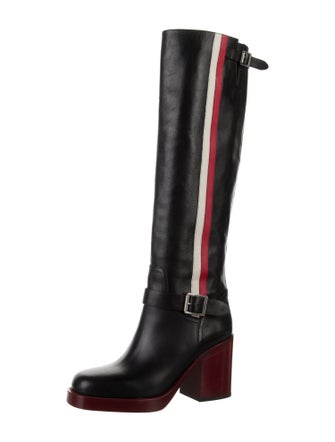 Christian Dior Leather Striped Riding Boots