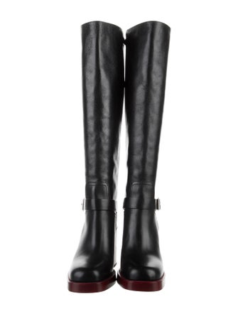 Christian Dior Leather Striped Riding Boots