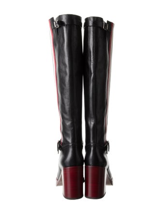 Christian Dior Leather Striped Riding Boots
