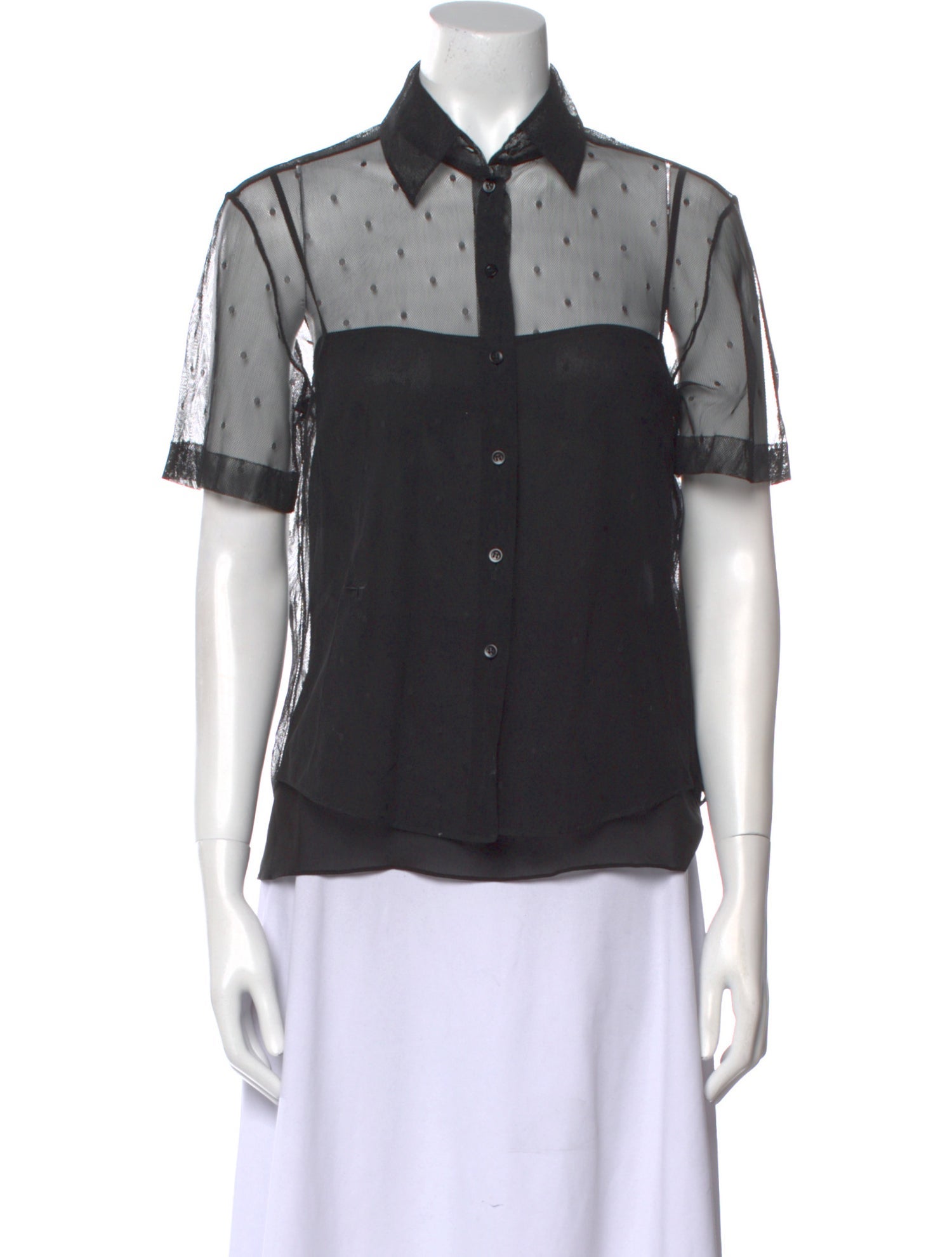 Christian Dior 2022 Dot Tulle Button-Up Top