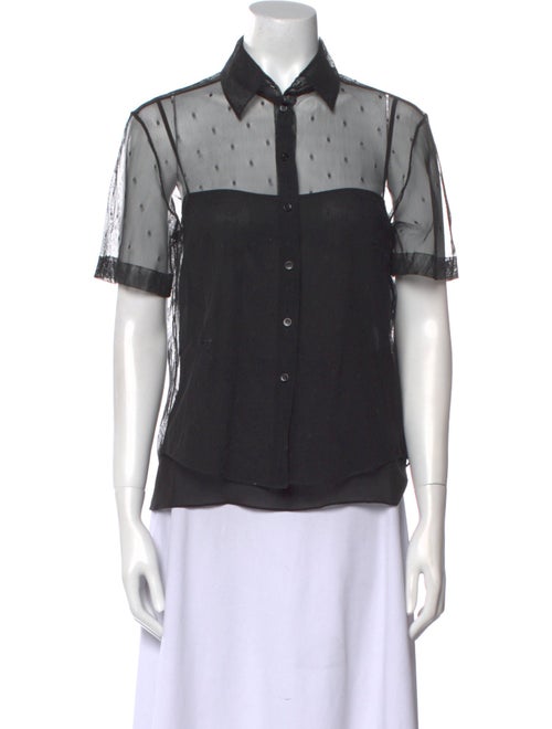 Christian Dior 2022 Dot Tulle Button-Up Top