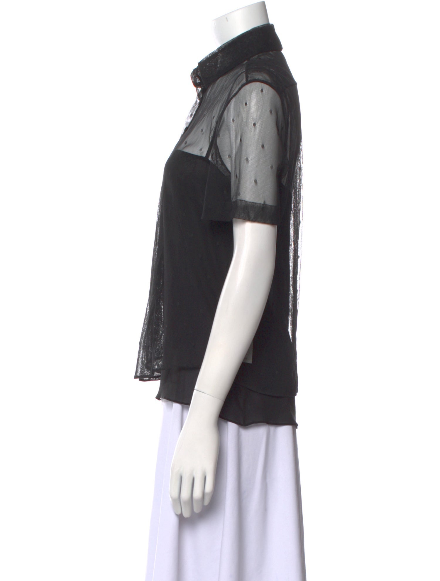 Christian Dior 2022 Dot Tulle Button-Up Top