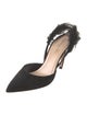 Christian Dior Suede Feather Trim Slingback Pumps