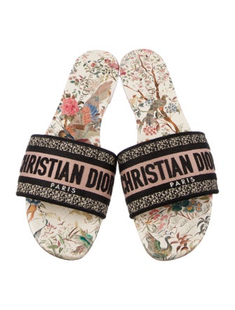 Christian Dior Printed Embroidered Accent Slides
