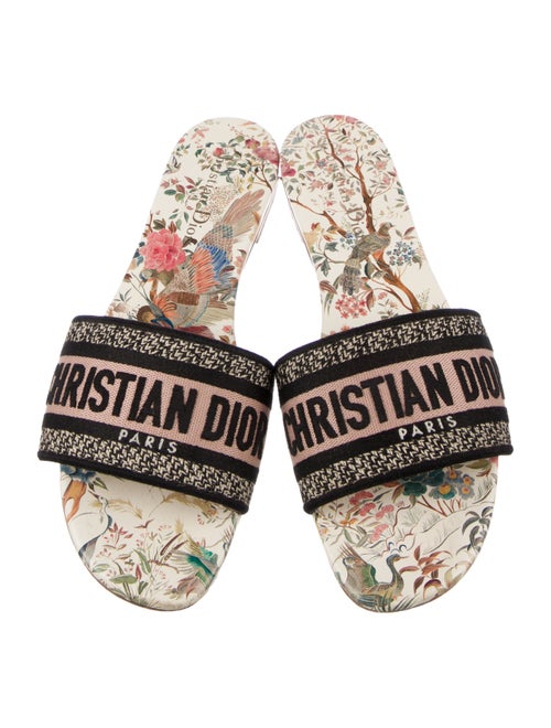 Christian Dior Printed Embroidered Accent Slides