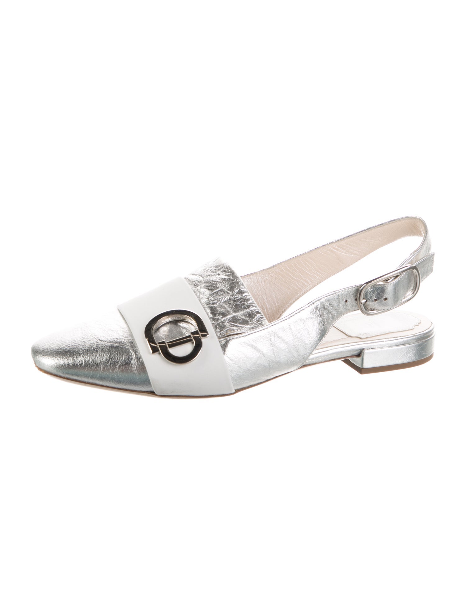 Christian Dior Leather Colorblock Pattern Slingback Flats