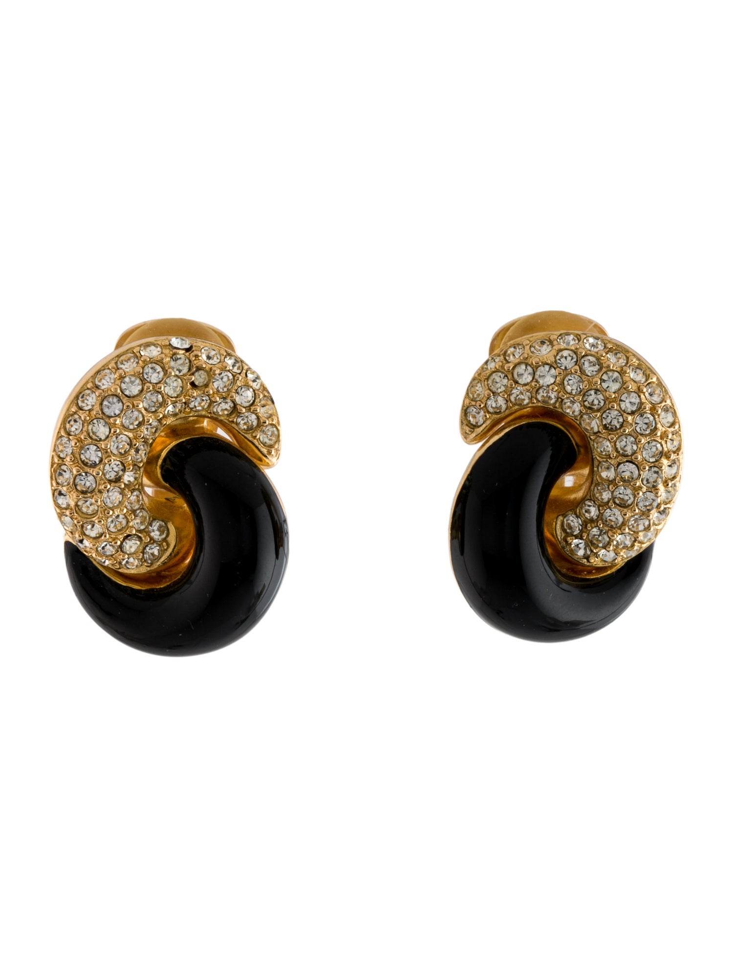 Christian Dior Vintage Crystal & Enamel Clip-On Earrings