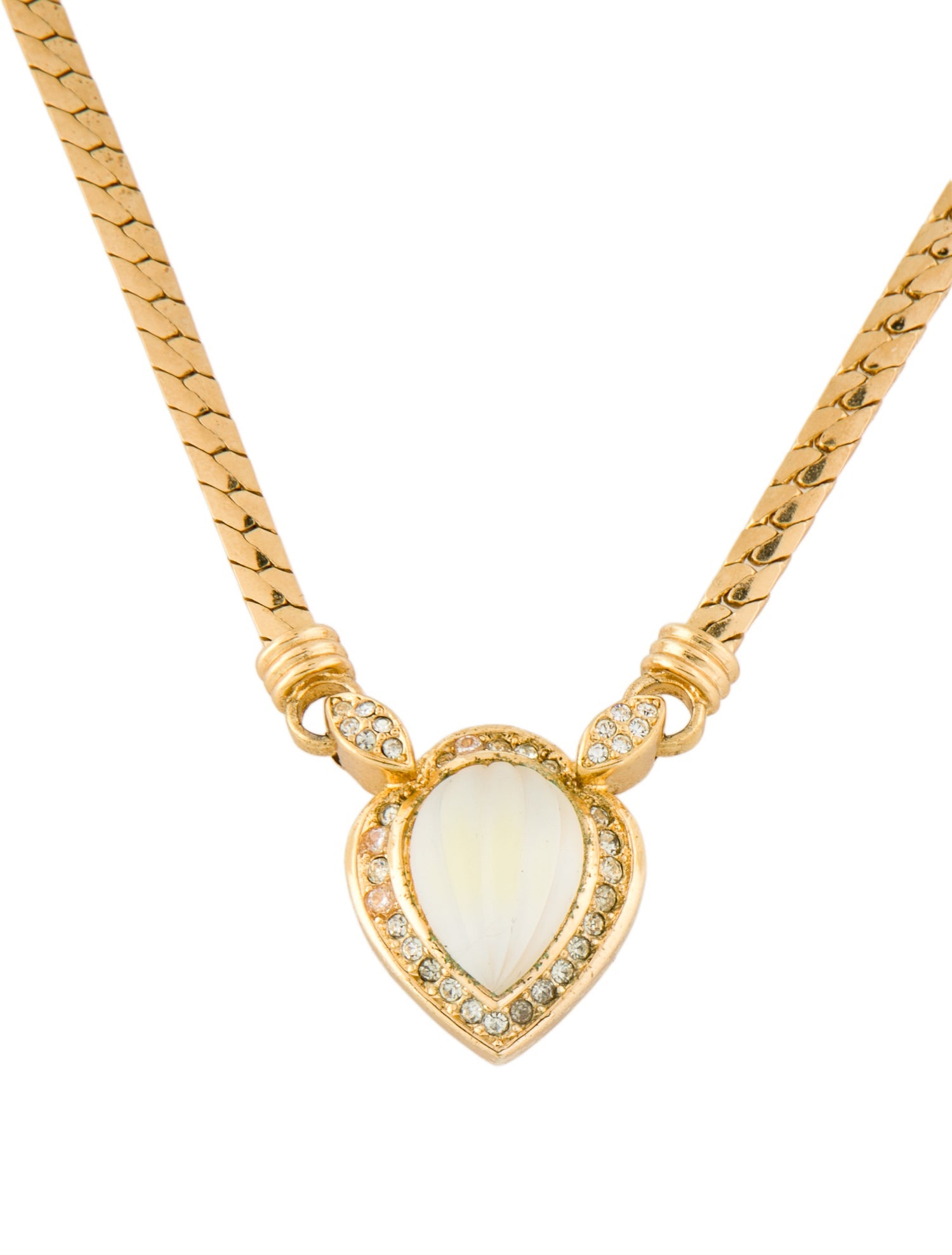 Christian Dior Vintage Resin & Crystal Pendant Necklace