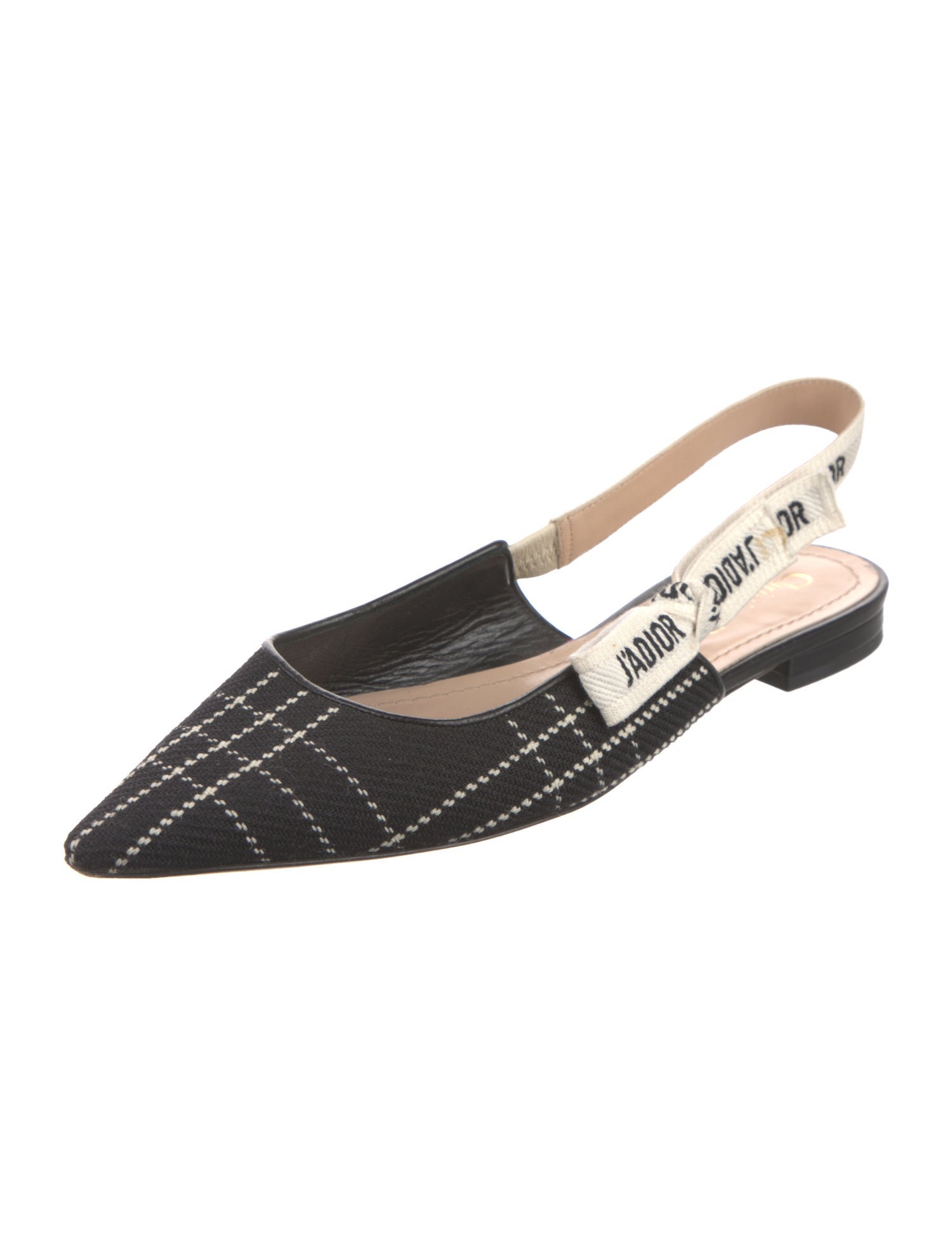 Christian Dior Tweed Printed Slingback Flats