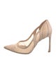 Christian Dior Suede Lace Trim Embellishment Pumps