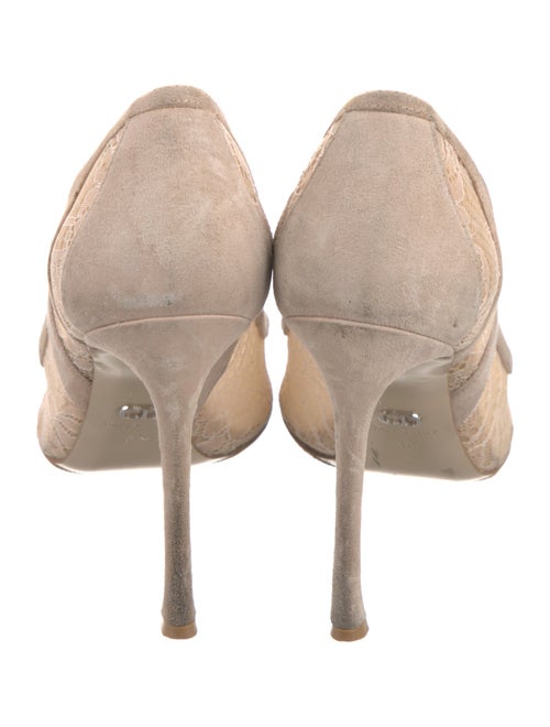 Christian Dior Suede Lace Trim Embellishment Pumps