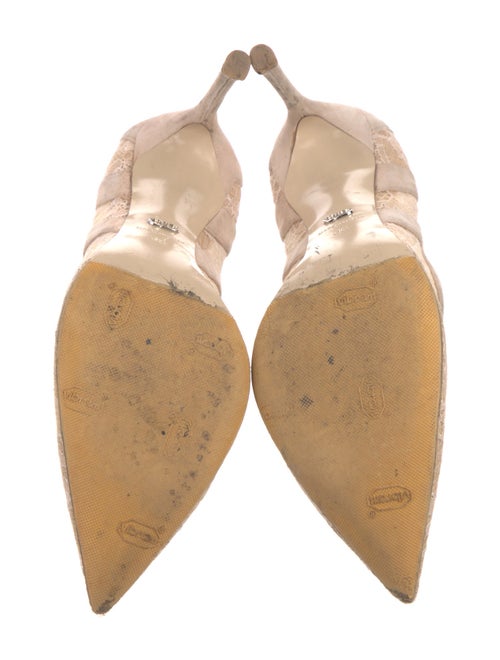 Christian Dior Suede Lace Trim Embellishment Pumps