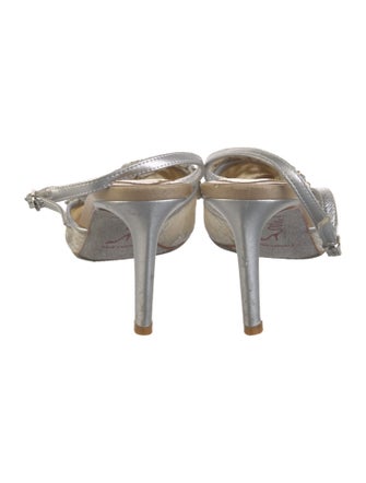 René Caovilla Lace Crystal Embellishments Slingback Pumps