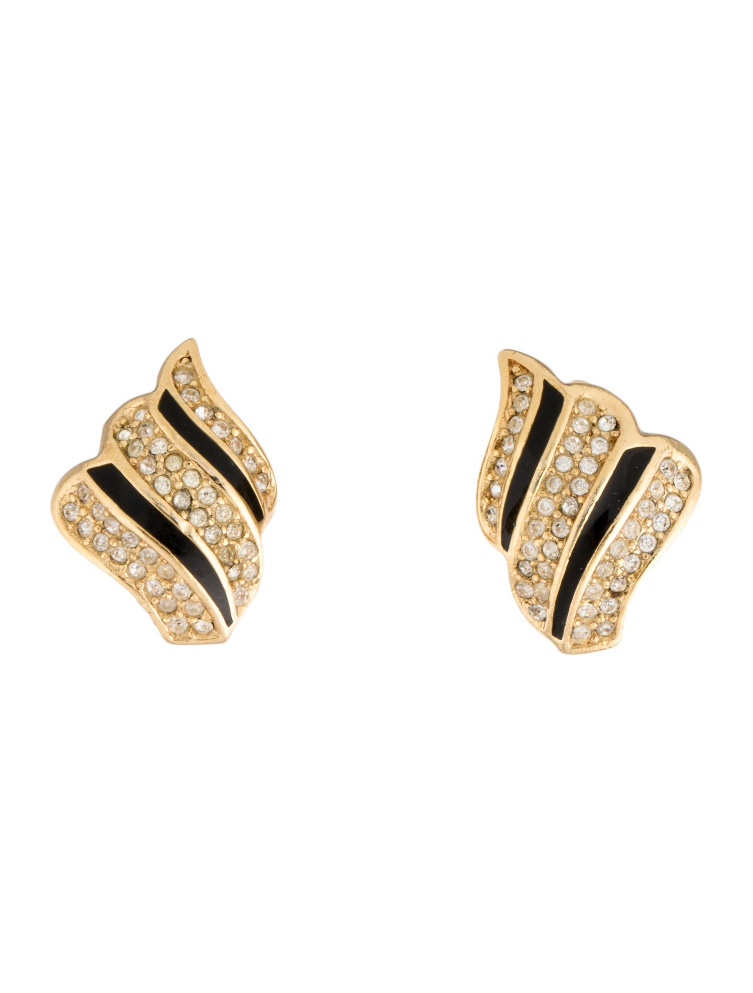 Christian Dior Crystal & Enamel Vintage Clip-On Earrings