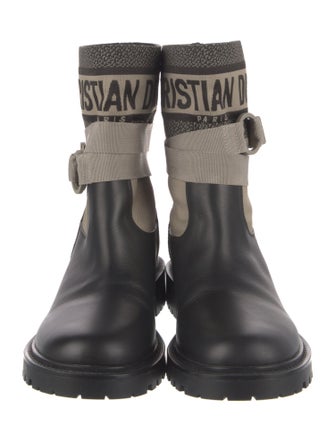 Christian Dior Leather Graphic Print Moto Boots