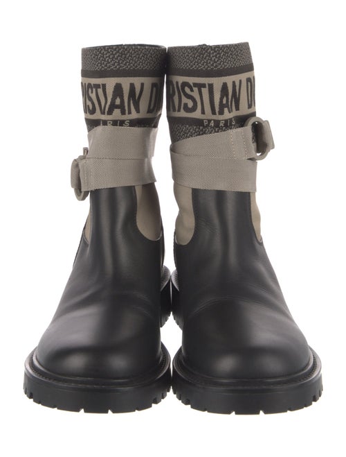 Christian Dior Leather Graphic Print Moto Boots