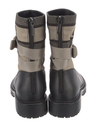 Christian Dior Leather Graphic Print Moto Boots