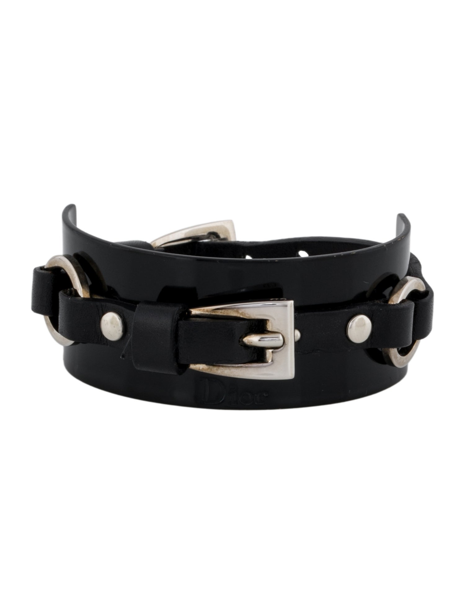 Christian Dior Leather Buckle Wrap Bracelet